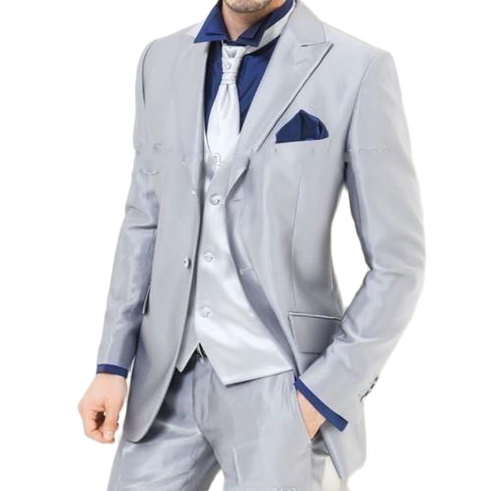 Men'S Formal Dinner Wear - Выполненные на заказ серебряные блестящие атласные