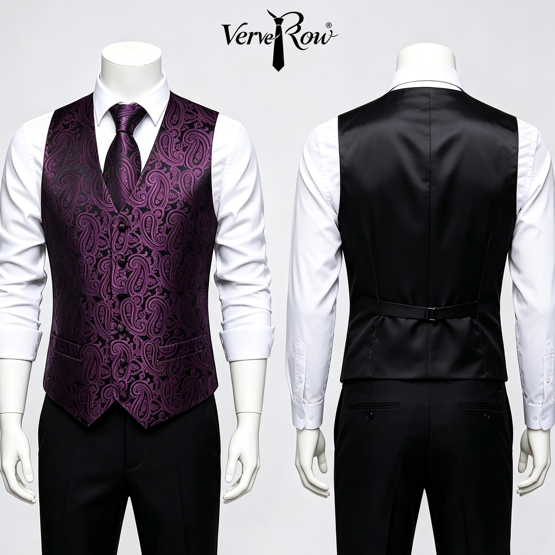 Men Formal Wear Purple - Мужской фиолетовый галстук и платок, комплект