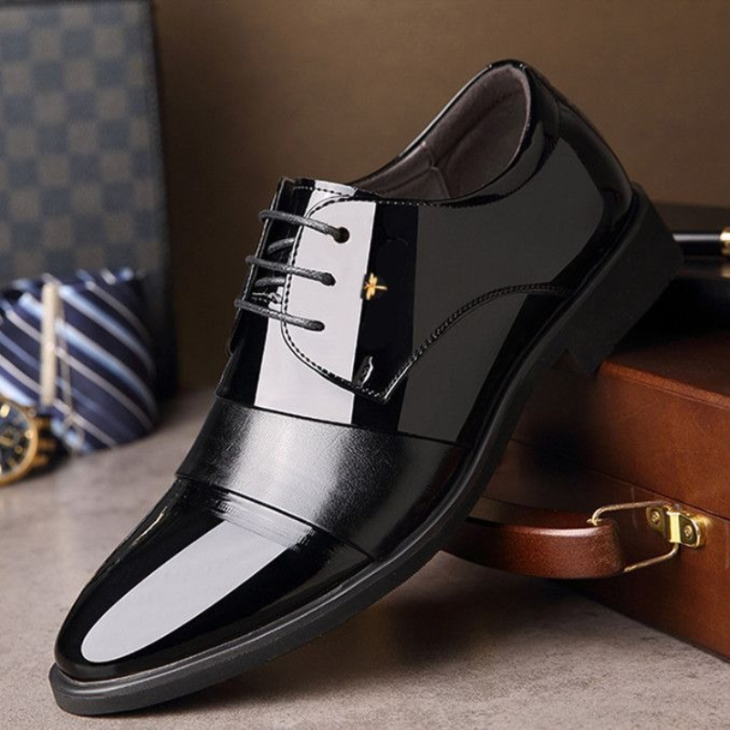 Mens Formal - Мужские кожаные деловые туфли с круглым