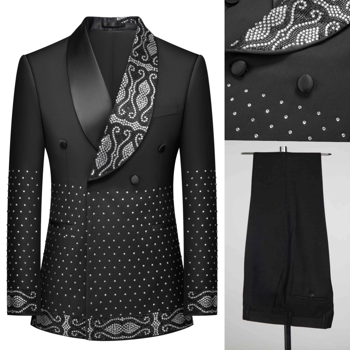 Men'S Formal Wear No Suit - Настоящее изображение, мужской костюм с кристаллами,