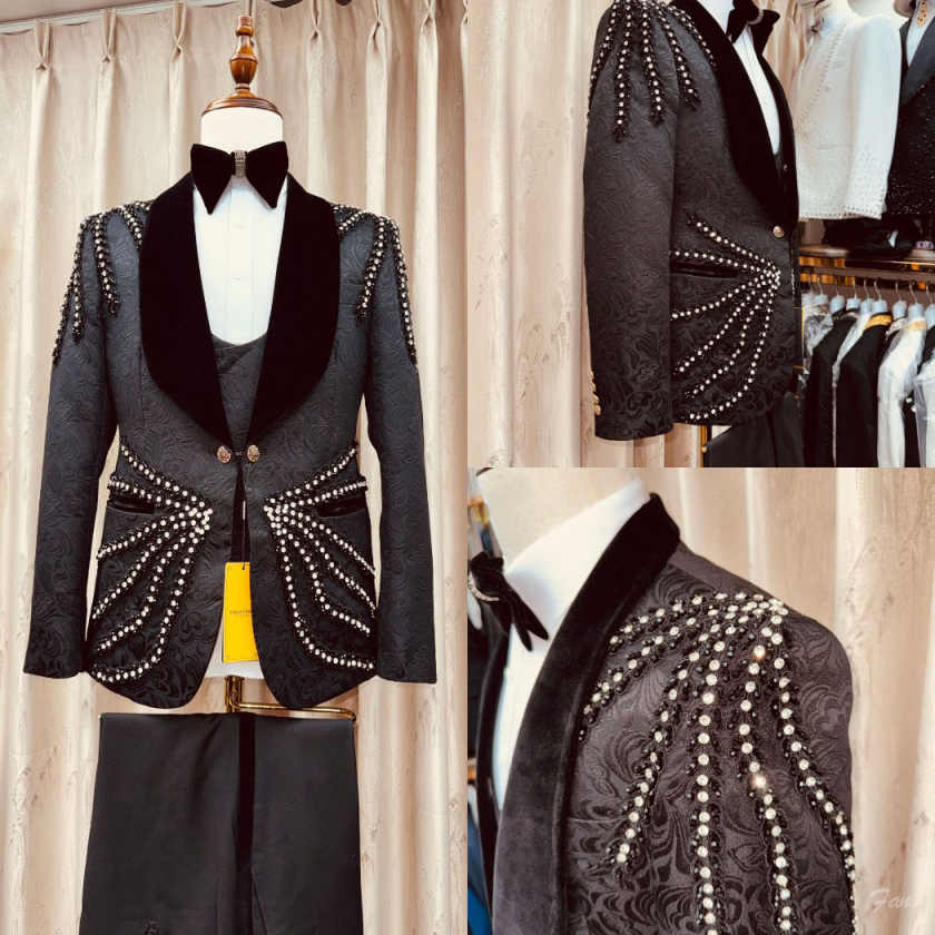 Men'S Formal Wear Waistcoat - Роскошный мужской костюм-тройка с кристаллами и