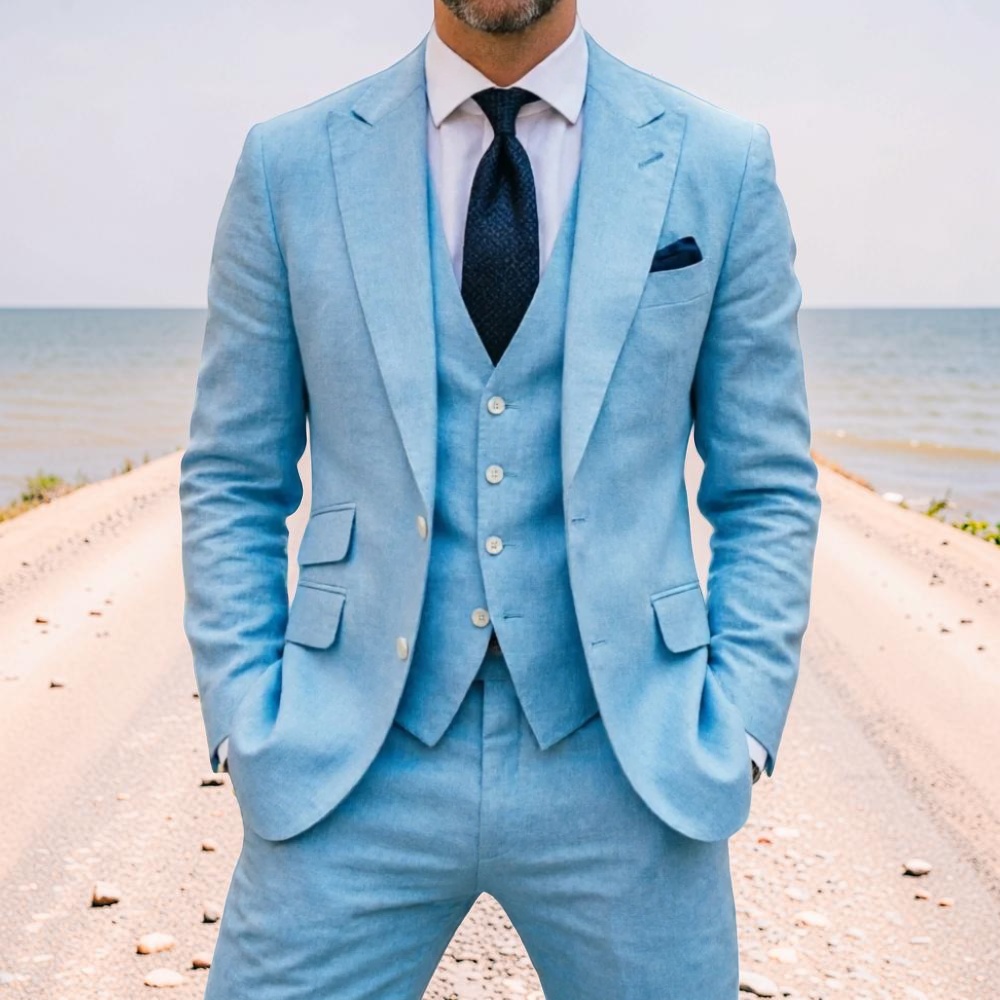 Небесно-голубой льняной мужско – обзор и цена Men'S Formal Wear No Suit