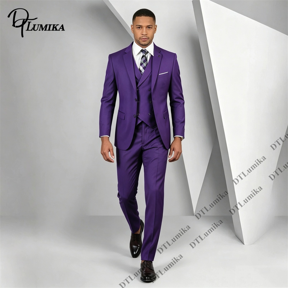 Мужской фиолетовый костюм-трой – обзор и цена Men Formal Wear Purple