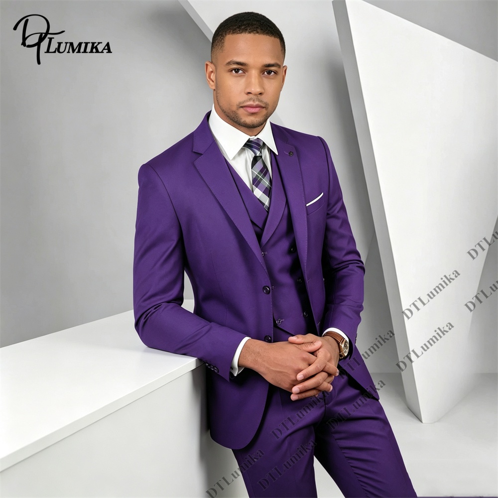 Мужской фиолетовый костюм-трой – обзор и цена Men Formal Wear Purple
