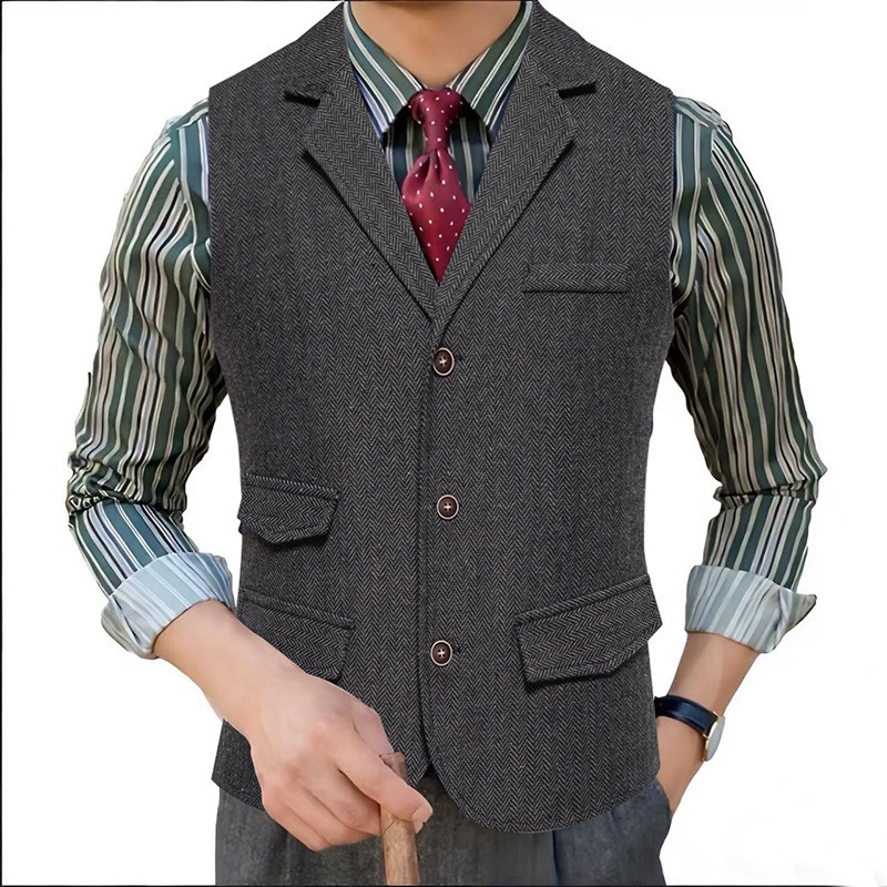 Мужской твидовый жилет в елочк – обзор и цена Men'S Formal Wear Waistcoat